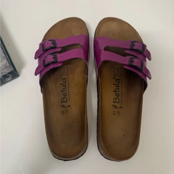 Birkenstock Women's Ibiza Purple Betula Flor Double Strap Sandals - Picture 7 of 10